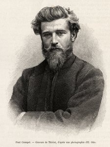 Retrato de Paul Crampel (1864-1891), explorador francês da África Central. Gravado por Henri Thiriat para ilustrar a história "La mission Crampel", de Albert Nebout (1862-1939), em 1890, em Le tour du Monde 1892, dirigido por Edouard Charton (1807-1891), H
