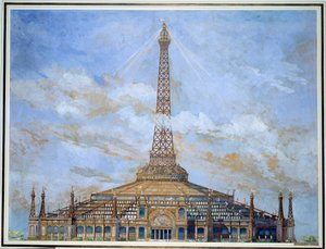 Projeto da Torre Eiffel para a Exposição Universal Gouache de 1900 por Henri Toussaint (1849-1911) 1900 Sol. 0,9x1,14 m Paris, musee d