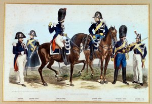 Gendarmes sob o Segundo Império. Litografia de Villain
