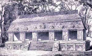 Restauração da Ala Interior do Palácio de Palenque, das Antigas Cidades do Novo Mundo, de Claude-Joseph-Desire Charnay, pub. 1887 de Henri after Toussaint