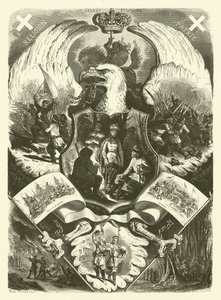 Soldados e uniformes do Exército Polaco durante a revolta de 1863-1864 contra o domínio russo (gravura)