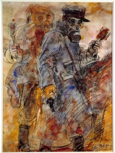 Primeira Guerra Mundial: Granadeiro (lança granadas) (Primeira Guerra Mundial: lança romãs) - Desenho de Henri de Groux (Henry de Groux) (1866/1867-1930)