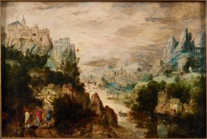 Paisagem com Caminho de Emaús, c.1540. de Henri de Herri met de Bles