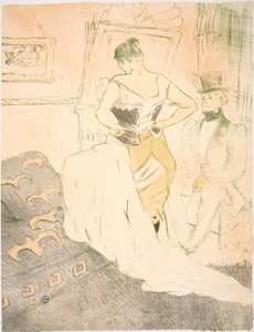 Mulher de espartilho, conquista de passagem de Henri de Toulouse-Lautrec