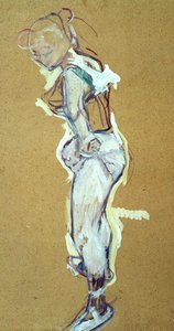 Trapezista ajustando sua camisa de Henri de Toulouse Lautrec