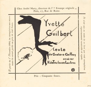 Anúncio para o álbum Yvette Guilbert de Henri de Toulouse Lautrec