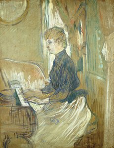 No piano, Madame Juliette Pascal, no salão do Chateau de Malrome; No piano, Madame Juliette Pascal, no Salon de Chateau de Malrome, 1896 de Henri de Toulouse Lautrec