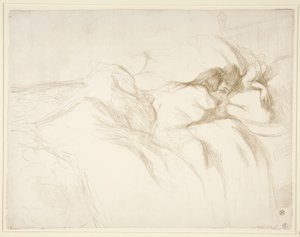 Femme couch?e, R?veil (Mulher a Acordar na Cama), da série Elles de Henri de Toulouse Lautrec