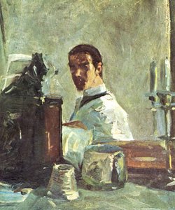 Francês:  Autorretrato diante de um espelho Autorretrato diante de um espelho de Henri de Toulouse Lautrec