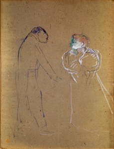 Lucien Germain Guitry (1860-1925) e Jeanne Granier. Desenho de Henri de Toulouse-Lautrec (Toulouse Lautrec de Henri de Toulouse Lautrec
