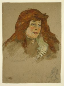 Sra. Lili Grenier (reto); Paisagem com Igreja (verso) de Henri de Toulouse Lautrec