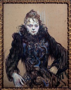 Retrato de uma Mulher na Pintura da Boa Negra de Henri de Toulouse Lautrec (1864-1901) de Henri de Toulouse Lautrec