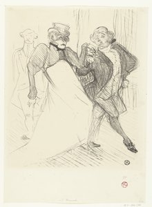 Portret van atores Gabrielle Rejane e Felix Galipaux em toneelstuk Madame Sans-Gêne Rejave e Galipaux, em Madame Sans Gène de Henri de Toulouse Lautrec