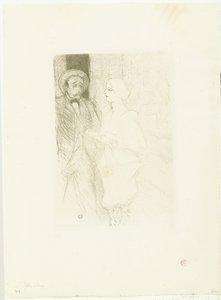 Portret van atores Léonie Yahne em Henri Mayer em toneelstuk Idade Difícil Yahne e Mayer em idade difícil de Henri de Toulouse Lautrec
