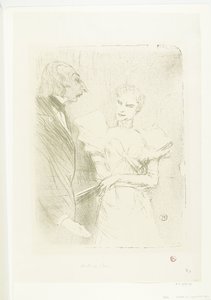 Portret van atriz Marthe Brandès como ator Louis-Pierre Leloir em toneelstuk Les Cabotins Brandès e Leloir em Cabotins de Henri de Toulouse Lautrec