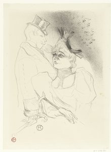 Retrato da cantora Marcelle Lender e do comediante Louis Bouchenez do Barão durante a apresentação Mademoiselle Lender e Baron de Henri de Toulouse Lautrec