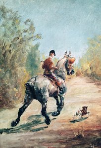 Cavaleiro de trote com um cãozinho, 1879