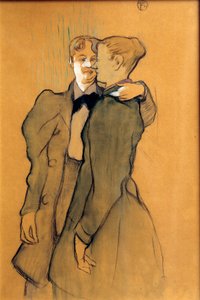 Duas mulheres a passear. Desenho de Henri De Toulouse Lautrec (Toulouse-Lautrec de Henri de Toulouse Lautrec