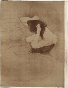 Mulher penteando o cabelo — La Coiffure, placa sete de Elles de Henri de Toulouse Lautrec
