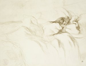 Mulher na Cama—Acordando, prato três de Elles de Henri de Toulouse Lautrec