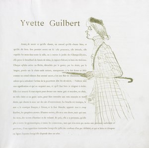 Yvette Guilbert-French Series: No. 1, 1894. de Henri de Toulouse Lautrec