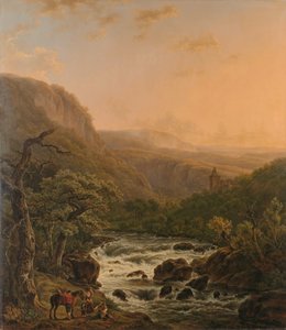 Rio nas Ardenas ao pôr do sol de Henri van Assche