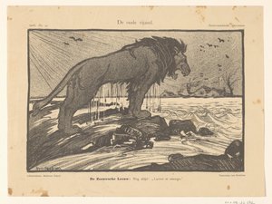Desenhos animados da inundação da tempestade de 1906 The Old Enemy (título no objeto) de Henricus