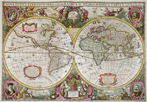 Uma nova terra e mapa da água da Terra inteira, 1630