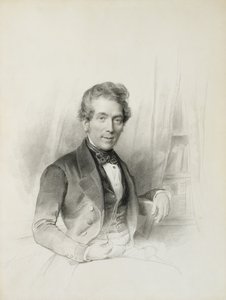Retrato de Louis Johannes Herckenrath, cônsul do Texas, 1843 (giz, estompe, lápis e aquarela) de Henricus Wilhelmus Couwenberg