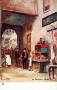 Londres antiga: Antigo mercado de Leadenhall (litografia a cores) de Henrie Pitcher