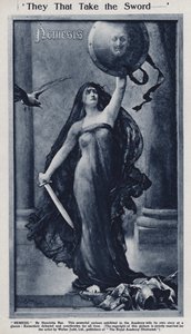 Némesis, desenho animado sobre a derrota do Kaiser Wilhelm II e da Alemanha na Primeira Guerra Mundial exibido na Academia Real (litho) de Henrietta (after) Rae