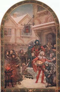 Sir Richard Whittington (1358-1423) distribuindo caridade, ilustração de "Hutchinson