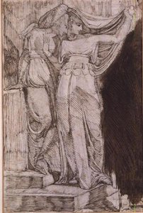 Duas Figuras Femininas de Pé sobre Passos, Roma, Maio de 1787 de Johann Heinrich Füssli