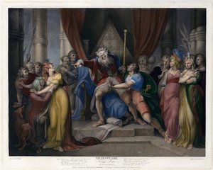 Cena do Rei Lear de Shakespeare (Acto I, Cena I) (gravura colorida)