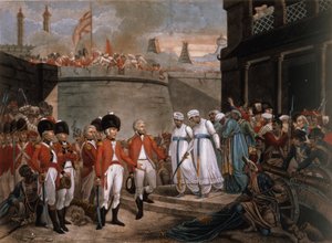 A rendição de dois filhos de Tippoo Sahib (1749-99) como reféns em reparação pela guerra contra a Grã-Bretanha