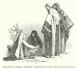 Árabes beduínos, Mulheres moendo milho (gravura)
