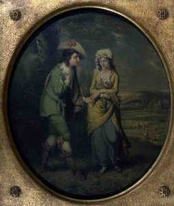 O Courtship (óleo sobre tela) de Henry (attr) Walton