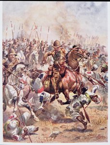 Carga dos Vigésimos Primeiro Lanceiros, ilustração de "Batalhas Gloriosas da História Inglesa" do Major CH Wylly, Década de 1920