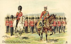 Rei George V como Príncipe de Gales liderando seu regimento, os Royal Fusiliers, em Aldershot de Henry A. Payne