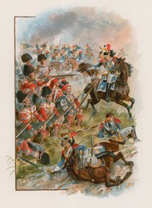 Praça dos 42 Highlanders carregados por couraçados franceses em Quatre Bras, 16 de junho de 1815 (chromolitho) de Henry A. Payne