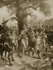 St. Edmund Slain pelos dinamarqueses, 870 dC, ilustração da "Hutchinson&39;s Story ofthe British Nation", c.1920 de Henry A. Payne