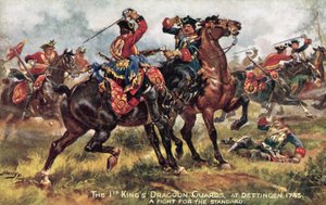 Os reis do cavalo, agora o 1º (Reis) Dragoon Guards, Batalha de Dettingen, junho de 1743 de Henry A. Payne