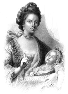 Rainha Charlotte 1744-1818 com o futuro rei George IV 1762-1830, século XIX.