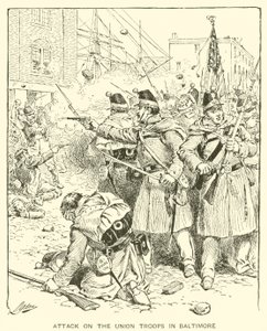Ataque às Tropas da União em Baltimore (litho) de Henry Alexander (after) Ogden