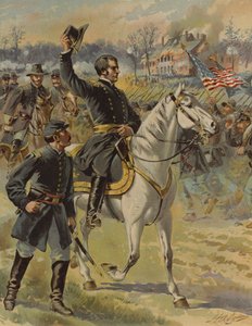 General Hooker na Batalha de Chancellorsville, Virgínia, Guerra Civil Americana, 3 de Maio de 1863 (chromolitho) de Henry Alexander (after) Ogden
