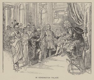 Recepção dos índios Creek pelo Rei George II no Palácio Kensington de Henry Alexander (after) Ogden