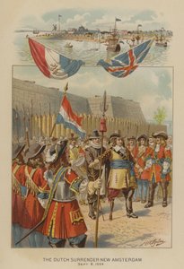 Os holandeses rendem-se Nova Amesterdão, 8 de Setembro de 1664 (chromolitho) de Henry Alexander (after) Ogden