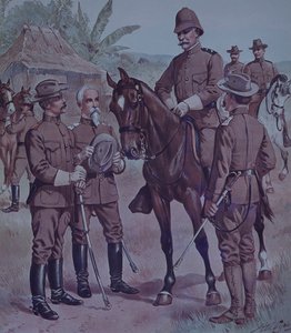 Guerra Hispano-Americana 1898, tropas americanas, montadas Gen Lawton, Comandante da Segunda Divisão, 5º Corpo do Exército, em Cuba de Henry Alexander Ogden