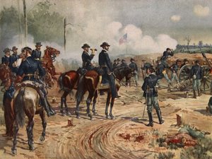 O Cerco de Atlanta, 28 de Julho-Setembro 2 de 1864 (cor litho) de Henry Alexander Ogden