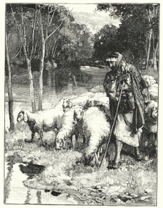 Um pastor e seu rebanho no Anti-Líbano (litho) de Henry Andrew Harper